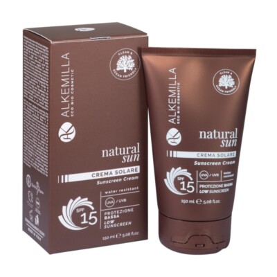 Alkemilla Solar Sonnencreme niedriger Schutz LSF 15 Gesicht Körper Eco Bio 150 ml