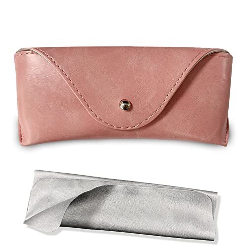Portable Leather Glasses Case,Flexible Sunglasses Pouch Slim Case for Pink