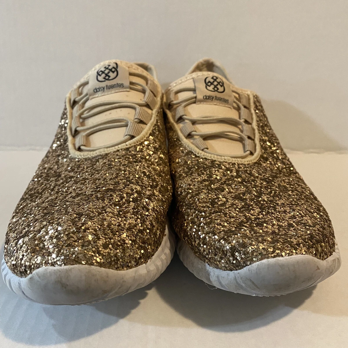 Daisy Fuentes Rose Gold Glitter Womens Slip On Shoes