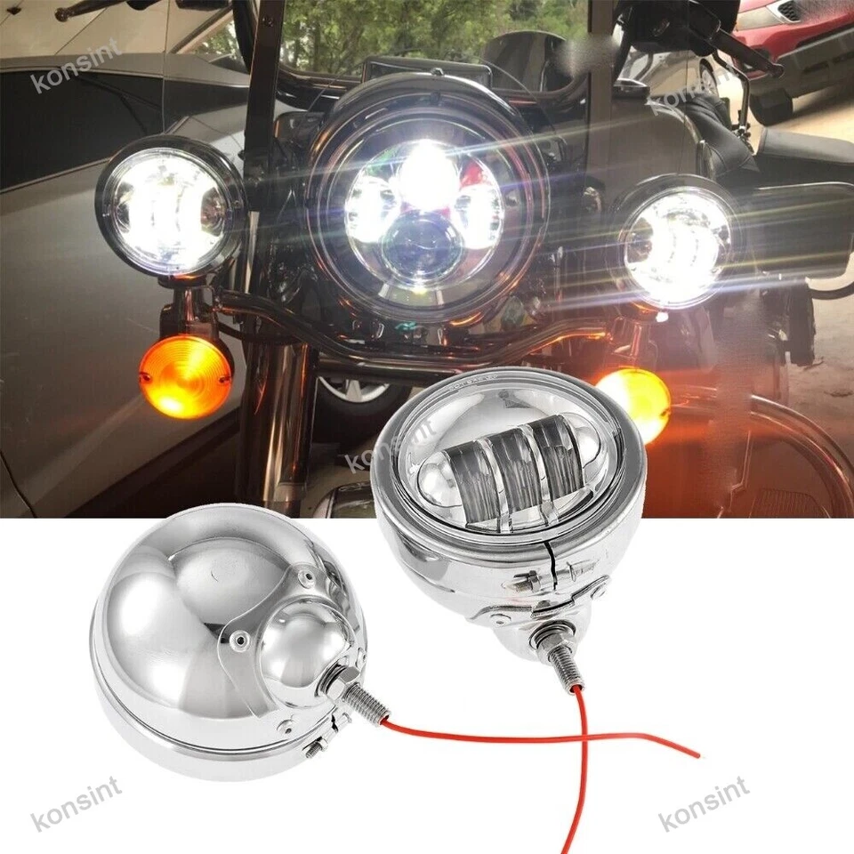 Par de luces de paso LED antiniebla de 4,5 pulgadas + carcasa para motocicleta 4-1/2" Foto 2 de 4