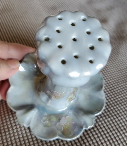 Hat Pin Holder Jewelry Ring Tray Gold Trim Wild Roses Grey-Green Luster 1999 - Picture 7 of 7