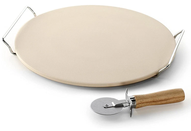 Pizza Stone Round Calzones Baking Crispy Pizzas Chef Oven Natural Large 13 Inch