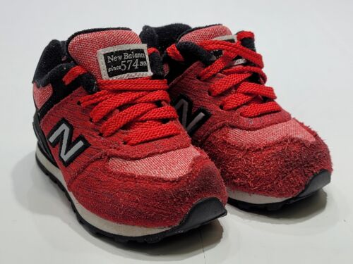 New Balance 574 Red Black White Toddlers Shoes KL574SKI Size 4 Used - Afbeelding 1 van 8