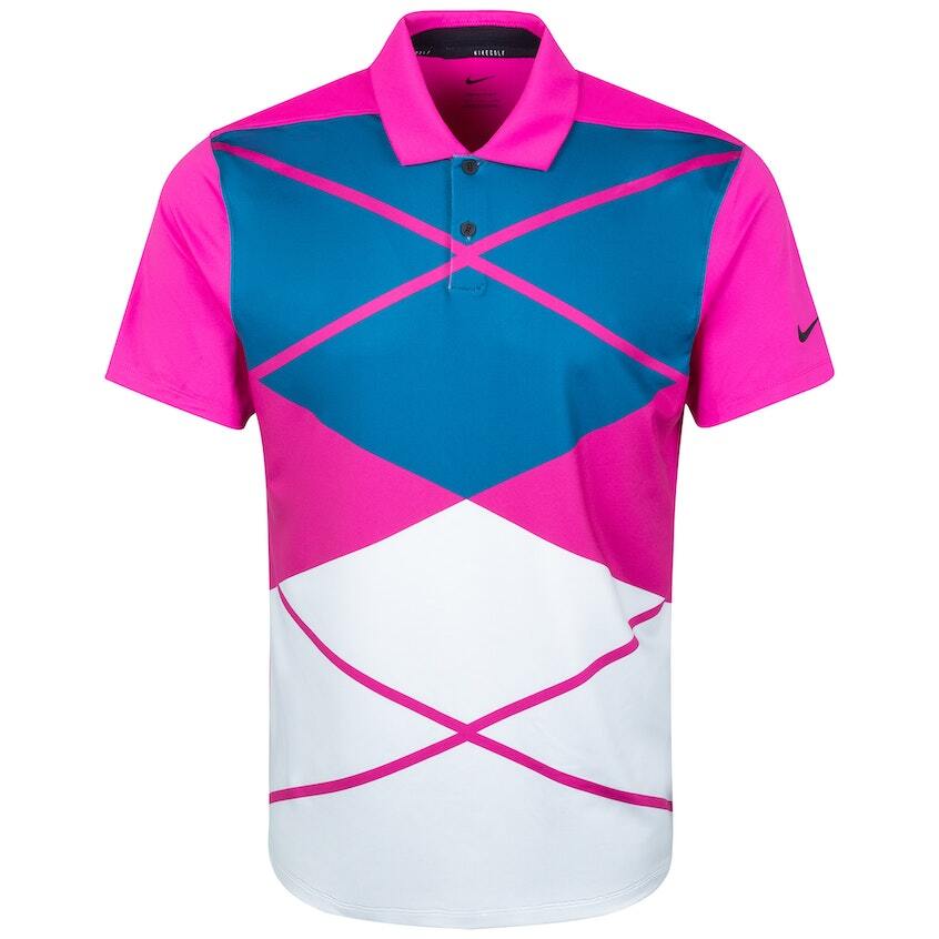 Nike Men's Dri-FIT Vapor Argyle Golf Polo Shirt Pink/Black