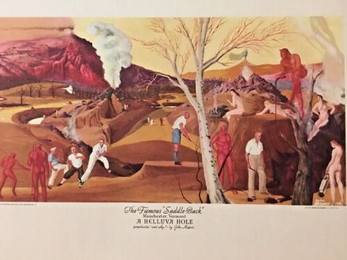 EKWANOK GOLF COURSE MANCHESTER VERMONT JOHN MAPES NUDES 1920'S LITHOGRAPH - Picture 1 of 8