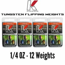 1/4 OZ - RAINBOW METALLIC 4 Pack 12 Weights TUNGSTEN Flipping Weights