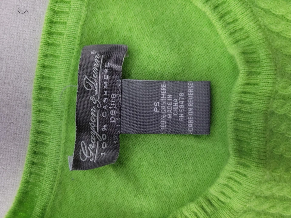 Grayson & Dunn Women Petite PS Lime Green Sleeveless Cashmere Cable-Knit Sweater - Изображение 4 из 4