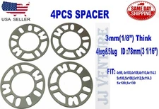 4PCS UNIVERSAL WHEEL SPACER FIT 4 LUG & 5 LUG THICKNESS: 3MM (1/8”)