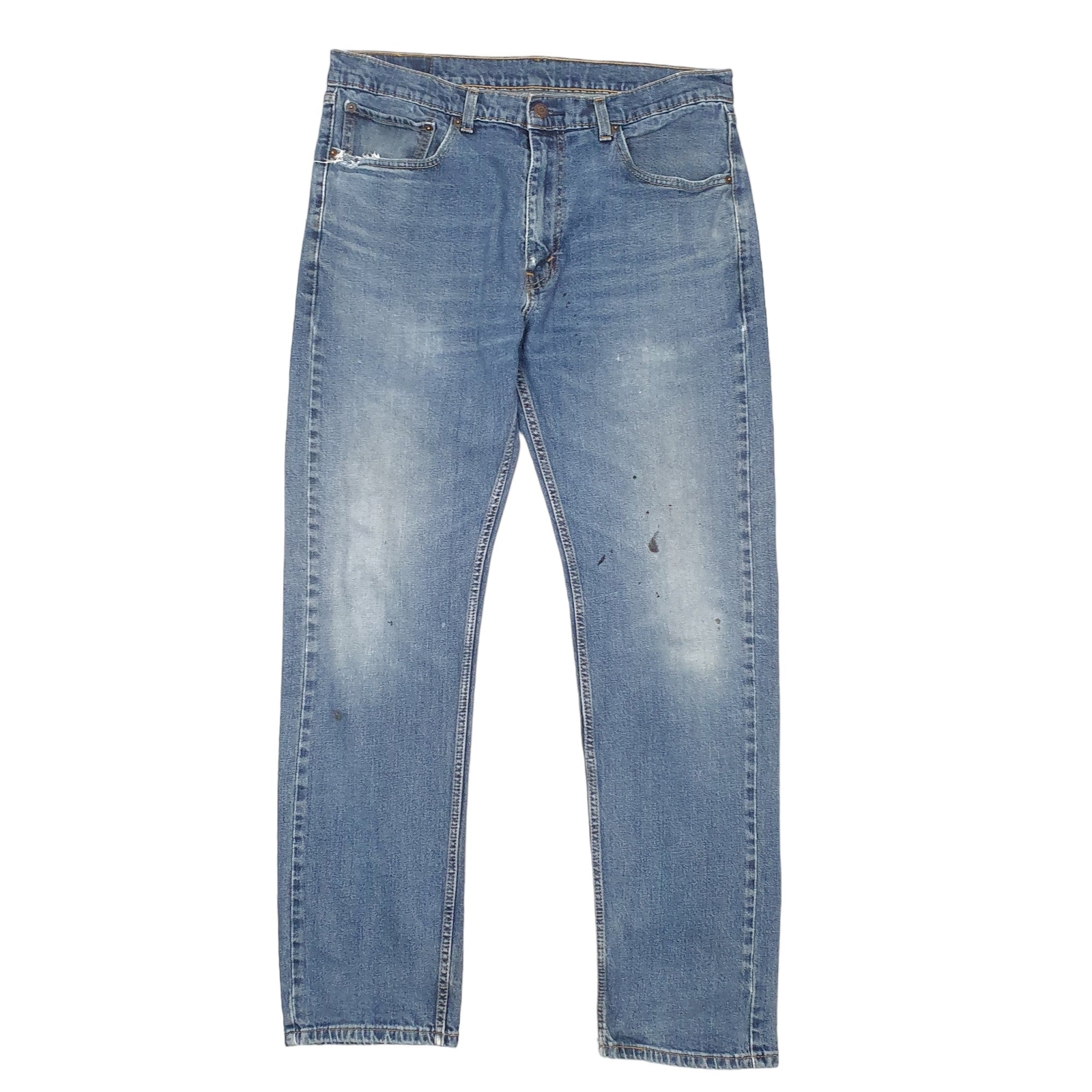 LEVIS 505 Jeans Regular Fit Blue Denim Trousers Mens W36 L32 image 2