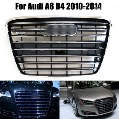 Front Bumper Grille Radiator Grill Gloss Silver Grid For Audi A8 D4 2010-2014