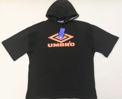 Umbro kurzärmeliger Polaris Hoodie Größe Medium schwarz und orange brandneu mit Etikett