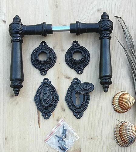 Antik Style Türklinke Tür Griffe BB Rosetten Türgriffe Eisen Türbeschlag R24E - Bild 1 von 2