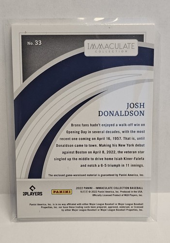 Bate usado Immaculate Josh Donaldson 2022 juego #20/99 Yankees - Imagen 3 de 3