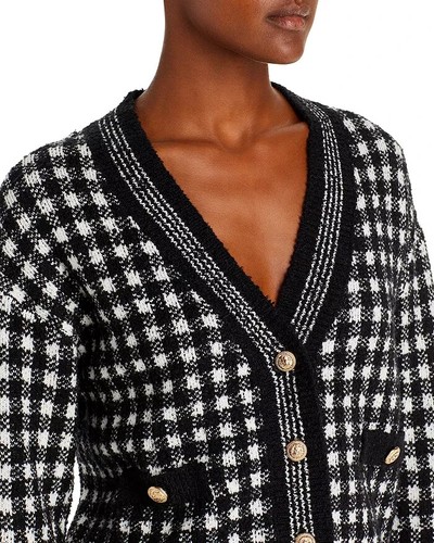 Aqua Checkered Cropped Cardigan L140317 Womens Size S - Picture 6 of 7
