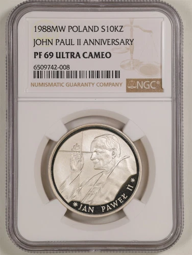 Poland 1988-MW Proba S10KZ Pope John Paul II PF69UCAM NGC 6509742-008