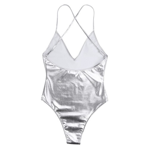 UK Women Bodysuit Shiny Wet Look Leotard Jumpsuit Dance Romper Swimsuit Monokini - Picture 89 of 111