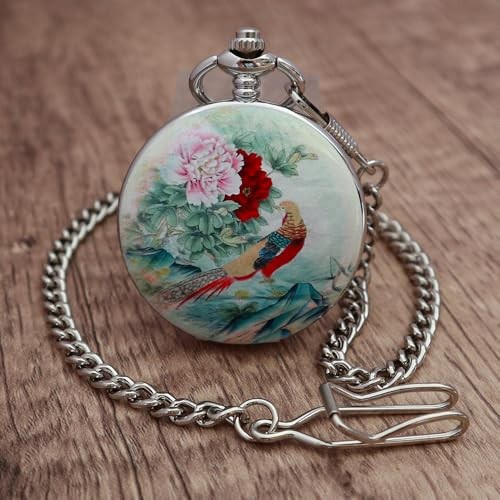 Vintage Floral Bird Manual Mechanical Pocket Watch for Men & Women ...