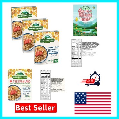 Delicious Organic Honey Oat Crunch Cereal - 17g Whole Grains, Pack of 3