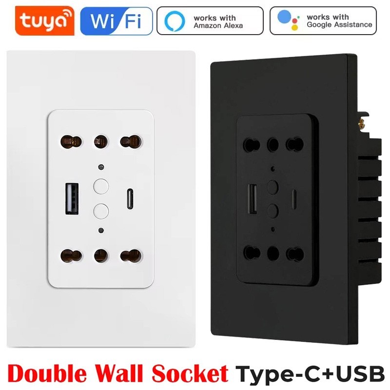 Doppia Presa Intelligente Tuya con USB-C e Sicurezza Bambini