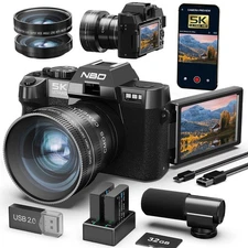 NBD Digital Camera 5K 48MP 16X Autofocus Wide Angle + Macro Lens 64GB TF 