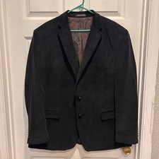 Lauren Ralph Lauren Mens Black Corduroy Blazer Sport Coat Paisley Lining 50R