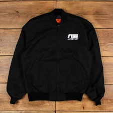 Vintage Red Kap Bomber Jacket L Mens 90s Black Full Zip Workwear Quilt Lined 