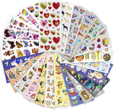 500 Piece Kids Stickers Mix - Common, Holographic, Glitter Foil, 3D Puffy, Vari