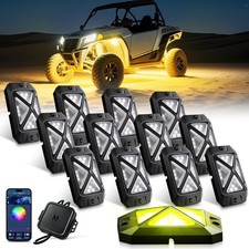 RGBW LED Rock Lights, 12 Pods Car Underglow Neon Accent Light Kits w/APP Control