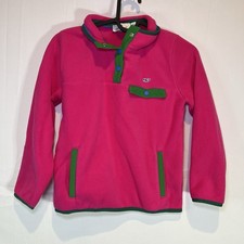 Vineyard Vines Girl's Size Small Harbor Fleece Pink Green 1/4 Sweater Pullover S