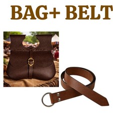 Medieval Leather Belt Pouch Viking Waist Bag LARP Ren Faire Phone Holder