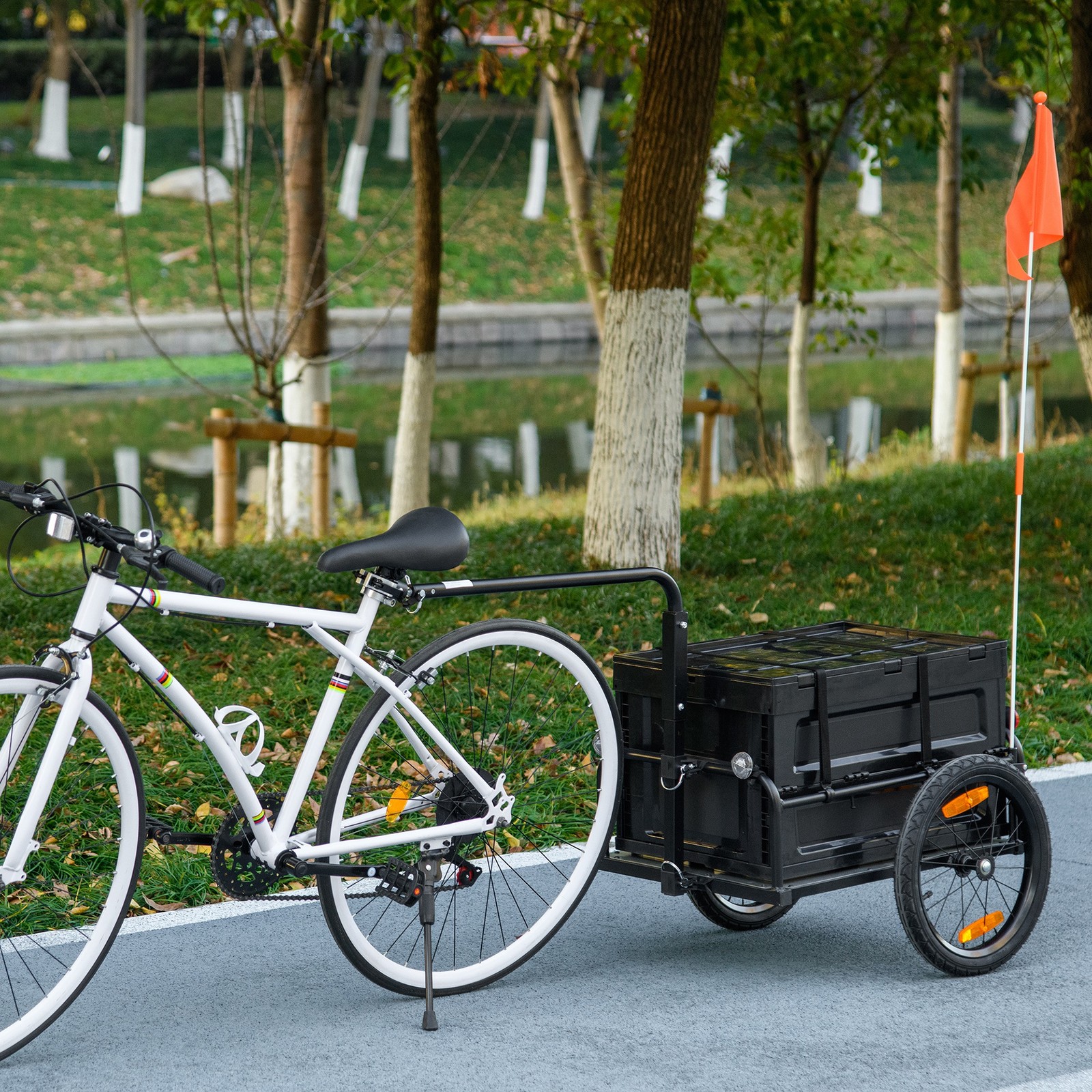 Bike Trailer Wagon with Removable Storage Box, Galvanized Bo