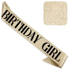 Birthday Girl Sash - Glitter Black Foil - Gold Glitter Happy Birthday Sash ...