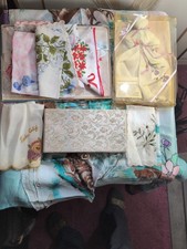 Handkerchiefs, Floral Box, Hanky Doll, Scarf, Vintage Large Lot