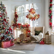 Vintage Style Santa Claus Welcome Sign - Wooden Hanging Sign for Front Door Xma