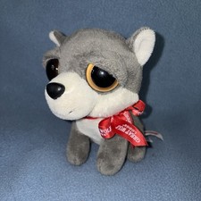 Aurora Wild Great Wolf Lodge Dreamy Eye Howling Sound Gray White Plush Red Bow
