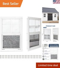 2 Pack Shed Windows, Chicken Coop Windows, 14" x 21" White