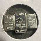 I love you art bar Valcambi & Ag Mint 3 Gram .999 Fine Silver Bars 3 grams total