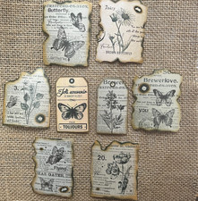 Vintage Style Burned Paper Stickers 8 pcs Unique Designs Scrapbooks Journaling