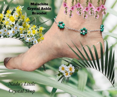 Ankle Bracelet For Woman Malachite Crystal 3mm