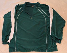 Mizuno XL Green White 1/4 Zip Pullover Baseball Batting Jacket 100% Polyester