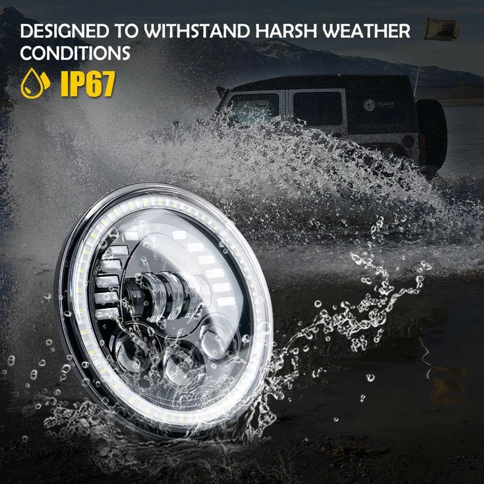 Newest Pair 7" LED Round Headlights 130W fits for Plymouth Duster 340 1970-1975 - Image 4 of 4