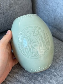 A Chinese Celadon Barrel Vase with Yongzheng Mark 19th Century