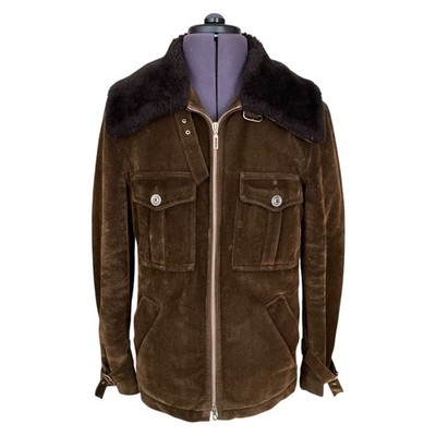 Turo Raimo Salmi Suede Flight Jacket Brown Fur Collar Finland Men s 40R EU50