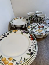 Mainstays Alexandrea Fruit Pattern Plates & Cups Service For 4 - 15 Pieces