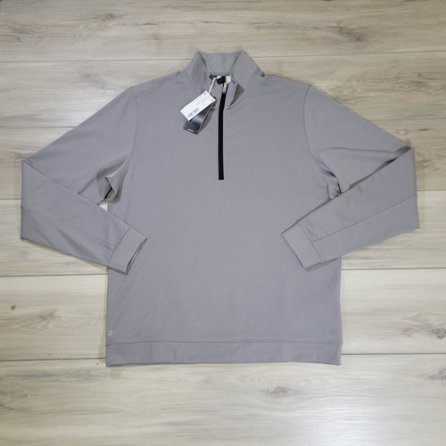 Adidas Sweatshirt Men's Medium Grey Three Golf Elevated Quarter-Zip New - Picture 2 of 10