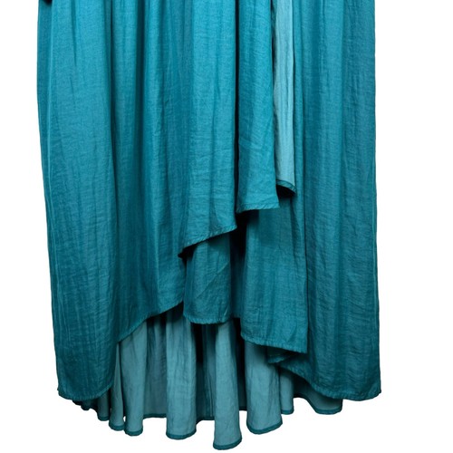 By Anthropologie Plus 20W NWT Gwendolyn Teal Long Puff Sleeve Hi Low Maxi Dress - Imagen 6 de 11