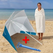 Sonnenschirm Strandmuschel mit Bodenh&uuml;lse Schirm Windschutz Strandschirm UV50+