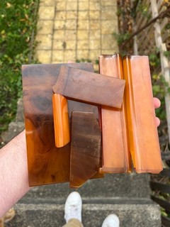 Vintage Phenolic Amber Bakelite Catalin Component Not Handles 312 Grams Marbled
