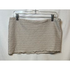 Urban Outfitters Beige White Textured Knit Waffle Wave Mini Skirt Stretch Large
