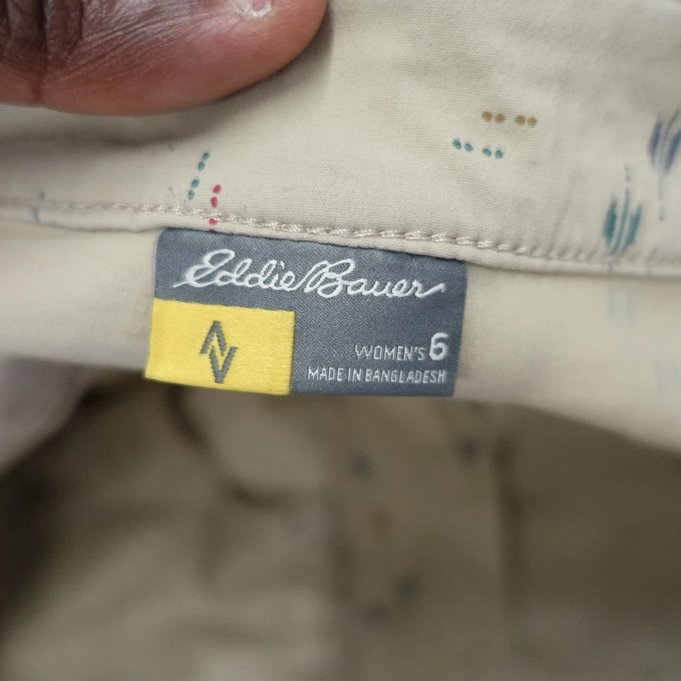 Pantalones Cortos Eddie Bauer Carga Para Mujer 6 Beige Floral Nylon Elastizados Bolsillos Senderismo Foto 3 de 4